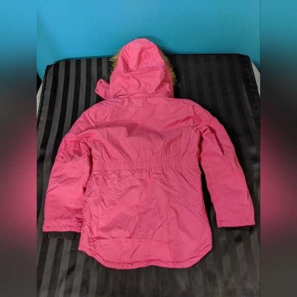 YXP Girls Winter Coat Pink Elastic Waist Warm Fleece Lined Work Removable Hood - Picture 2 of 12